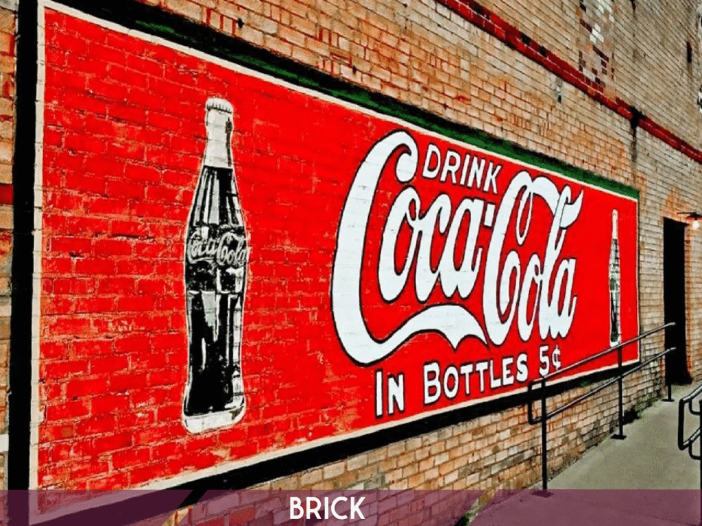 Wall printing on brick surface with large format mural artwork