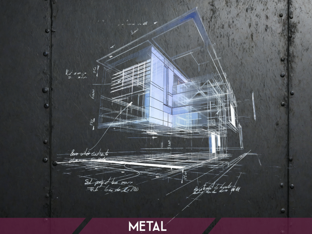 High resolution wall printing on metal surface with technical artwork